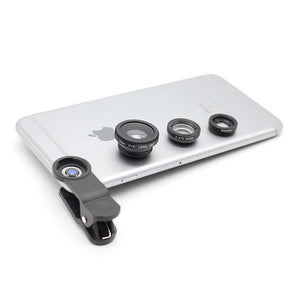 Mobile Phone Lenses - Universal 3-in-1 HD Fish Eye Smartphone Camera Lens