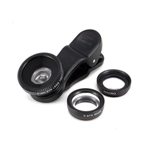 Mobile Phone Lenses - Universal 3-in-1 HD Fish Eye Smartphone Camera Lens