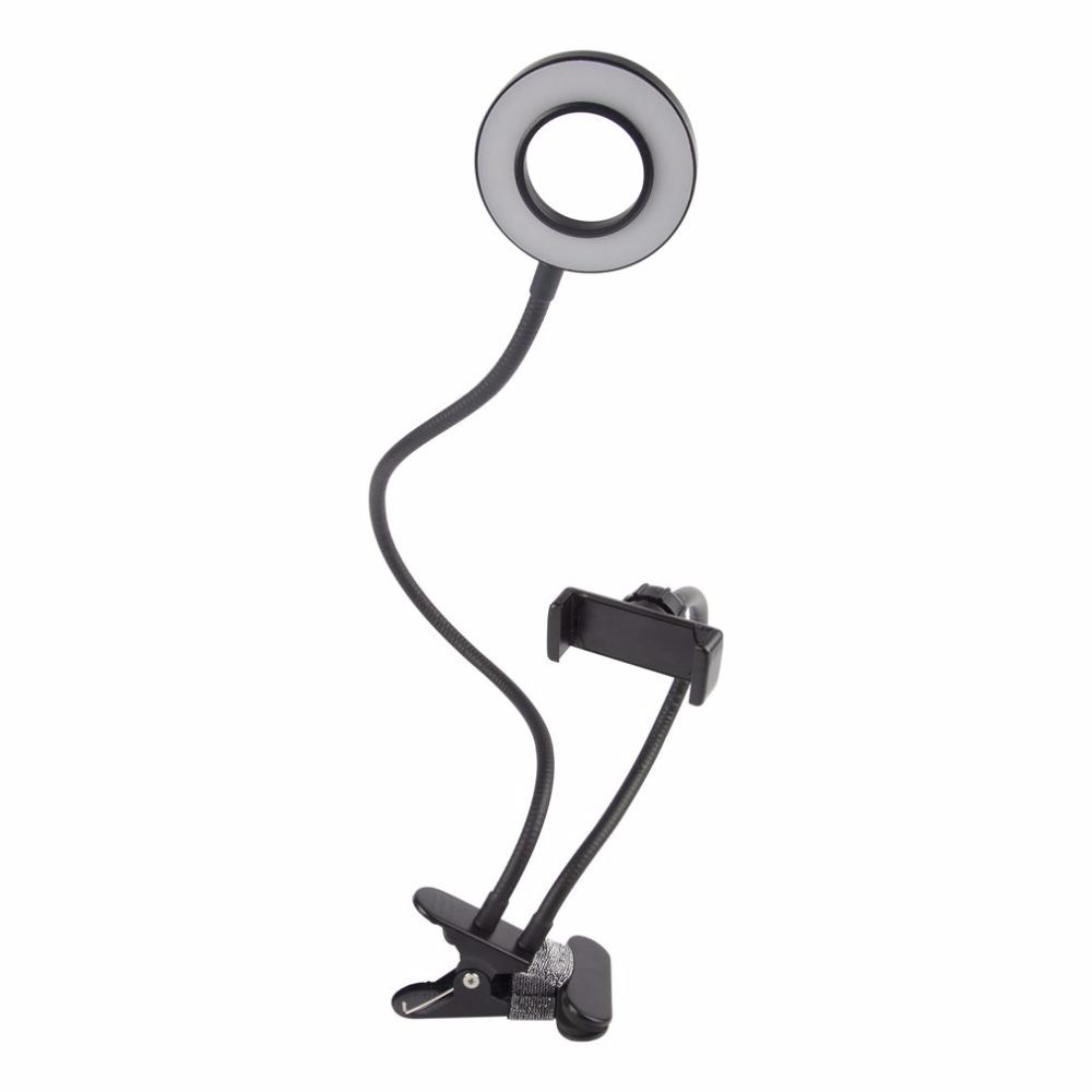 Photographic Lighting - Selfie Ring Light With Dual Flexible Arms And Clip-on Base